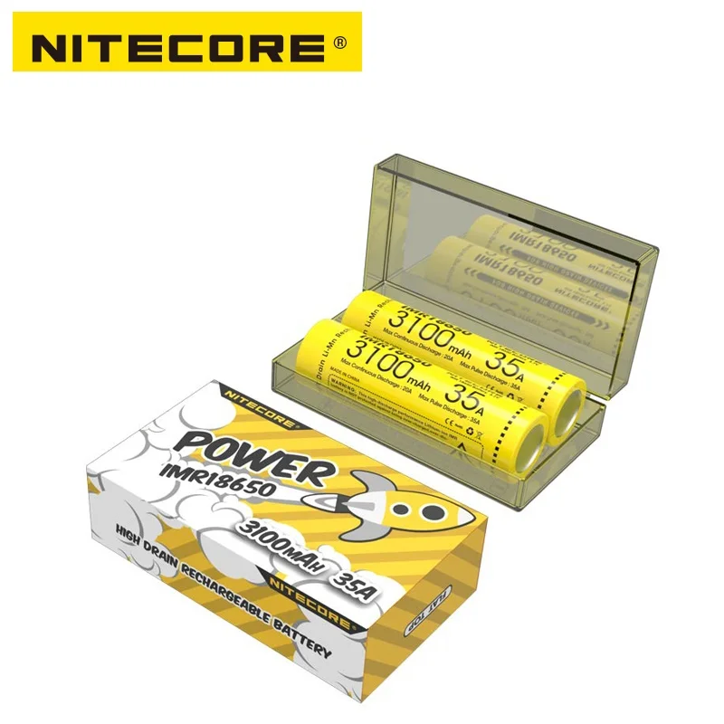 Nitecore IMR18650 3100 mAh 35A 3,7 v плоская аккумуляторная батарея