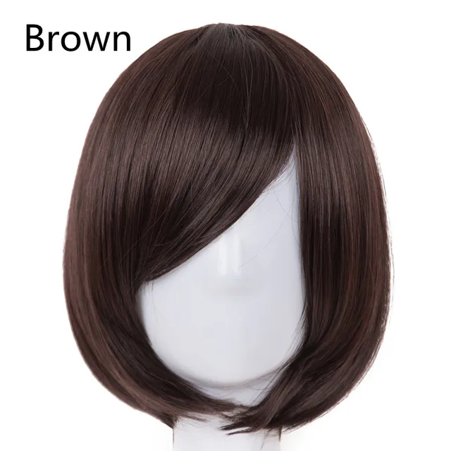 Short Wavy Wig Fei-Show Synthetic Heat Resistant Fiber Light Brown Student Bob Women Hair Cosplay Halloween Carnival Hairpiece