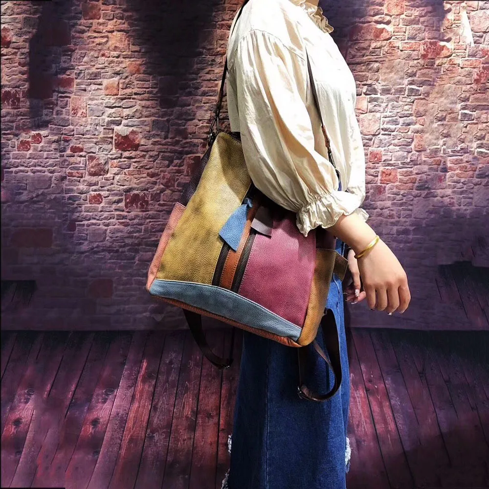  Cowhide Leather Backpack Women Casual High Quality Genuine Leather Retro Knapsack Female Vintage Bi - 33002464852