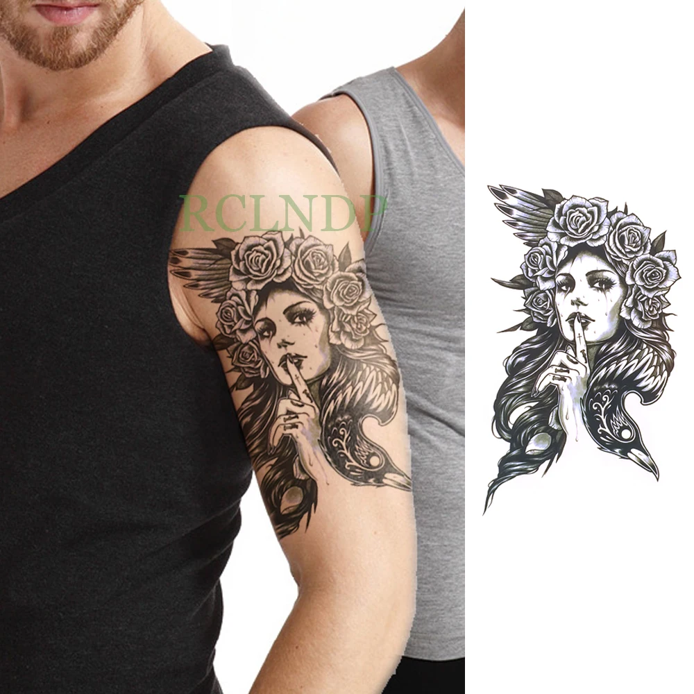 

Waterproof Temporary Tattoo Sticker Rose Old School Fake Tatto Flash Tatoo Back Leg Arm belly large size for Women girl Men