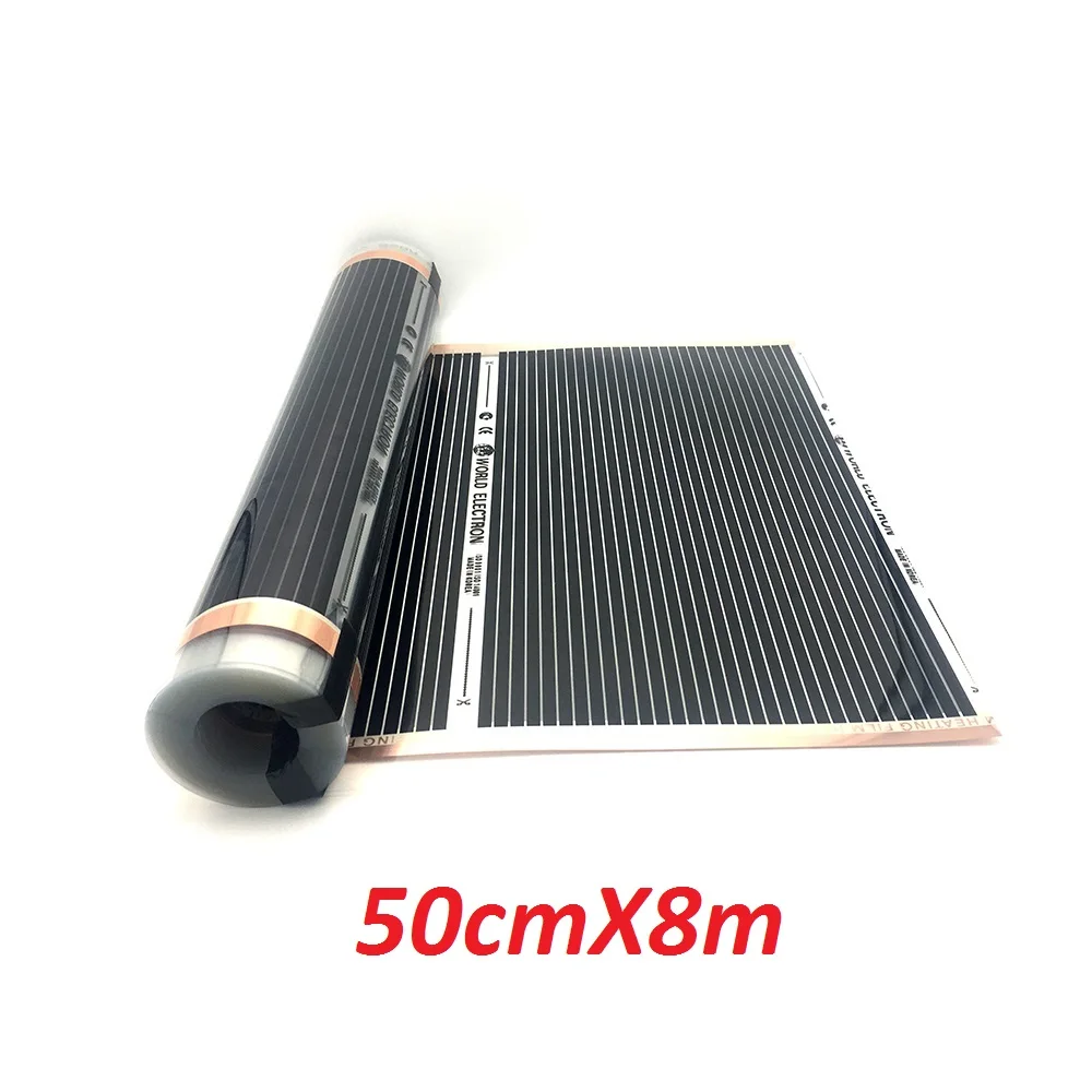 50cmX8m Все размеры AC220V инфракрасная пленка для подогрева полов 220 Вт/м2 Электрический коврик для подогрева пола - Цвет: 50cmX8m