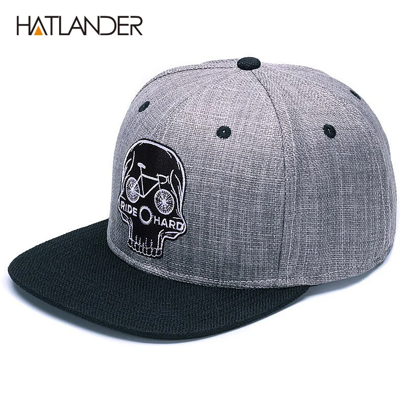 HATLANDER الأصلي قبعة بيسبول الرجال snapback غطاء العلامة التجارية التطريز الجمجمة بارد قبعة بتصميم هيب هوب 6 لوحة العظام الكتان الهيكل العظمي الريا...