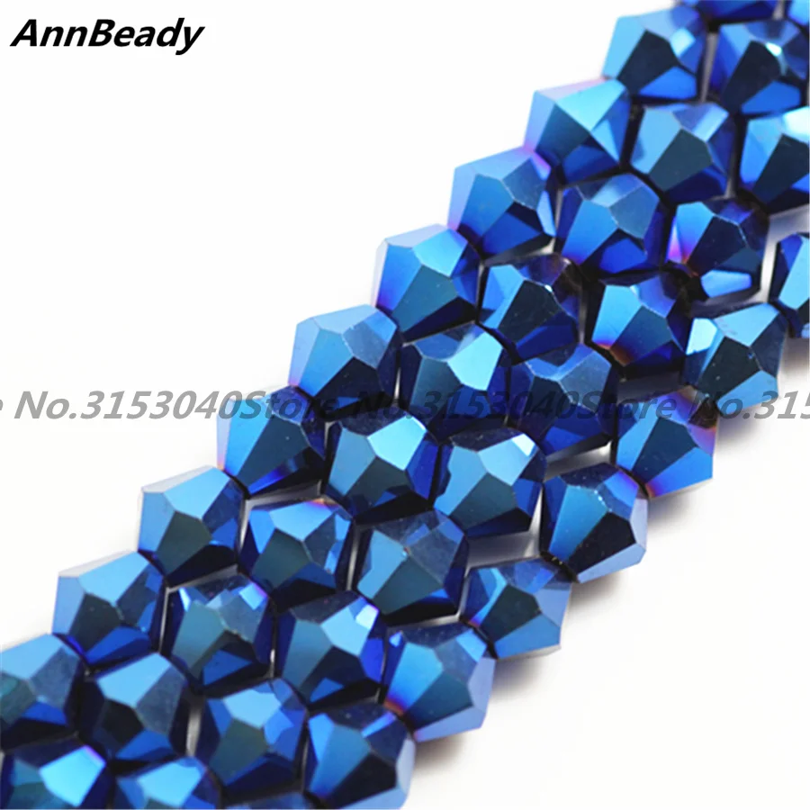 

50pcs Plated Blue Color 6mm Bicone Spacer Austria Crystal beads Jewelry Crafts DIY Making Loose Beads Accessory