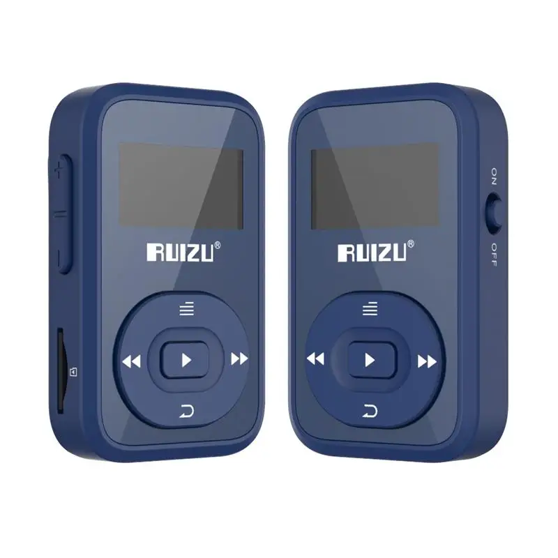 Ruidu мини X26 Bluetooth клип MP3 плеер 8 Гб спорт mp3 музыкальный плеер FM радио рекордер поддержка TF карта+ Бесплатный зажим - Цвет: Синий