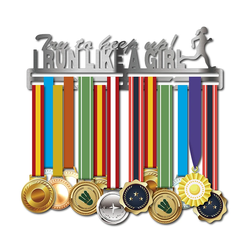 

Sport gifts Medal hanger I Run Like A Girl medal display rack Stainless steel medal holder