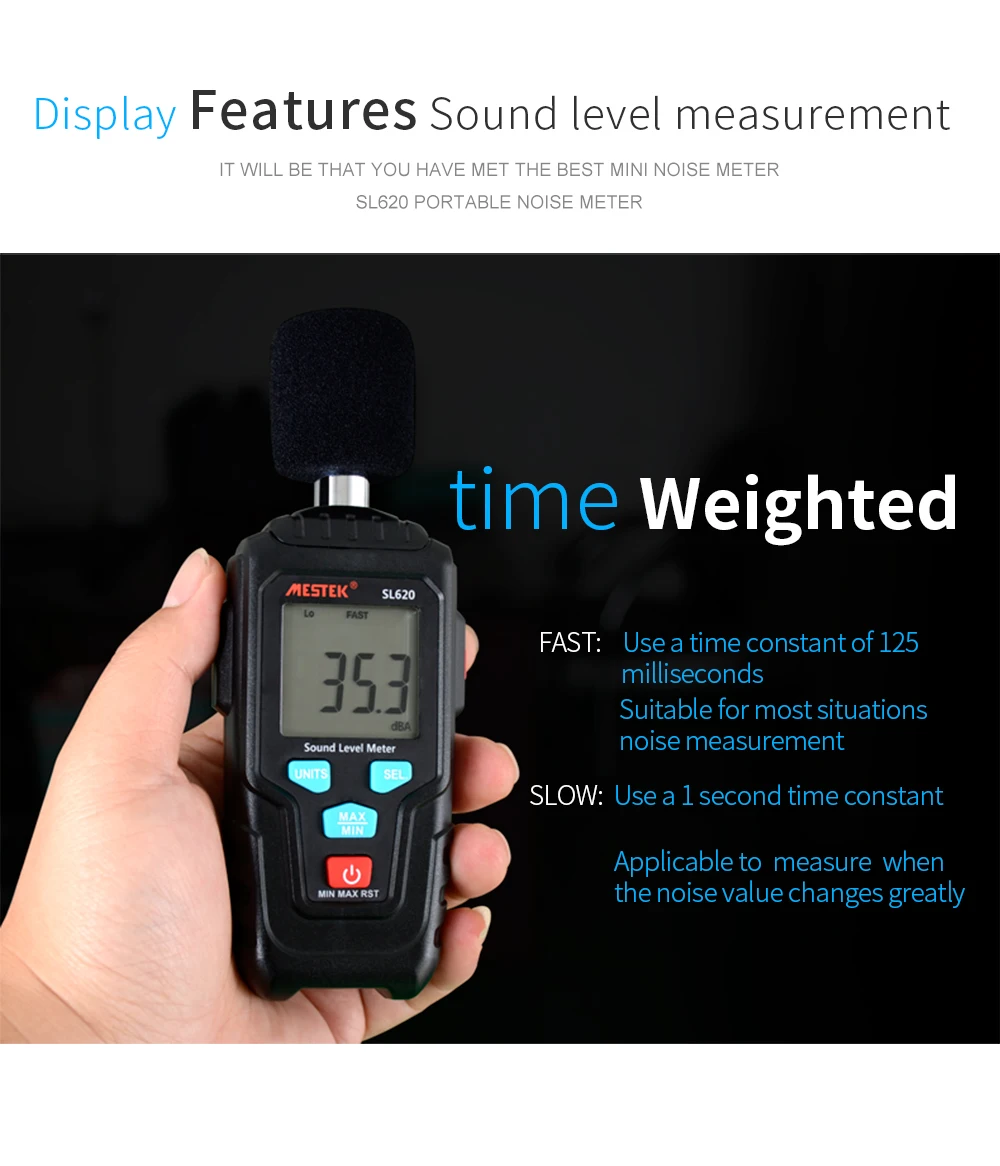 MESTEK цифровой аудио измеритель уровня звука детектор измерение 30-135дб шум децибел метр мониторинг Тестер диагностический инструмент SL620