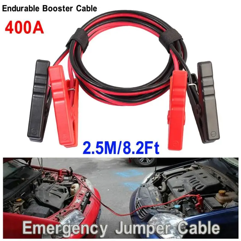 VODOOL 2,5 m Cables de puente de emergencia de coche Cable de batería de camión de coche puente de cobre potenciador automático arranque con Clip abrazadera