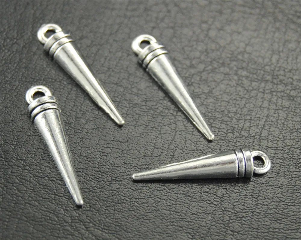 100pcs Silver Color Spike Charm Pendant DIY Necklace Bracelet Bangle Findings 21x5mm A1807 | Украшения и аксессуары