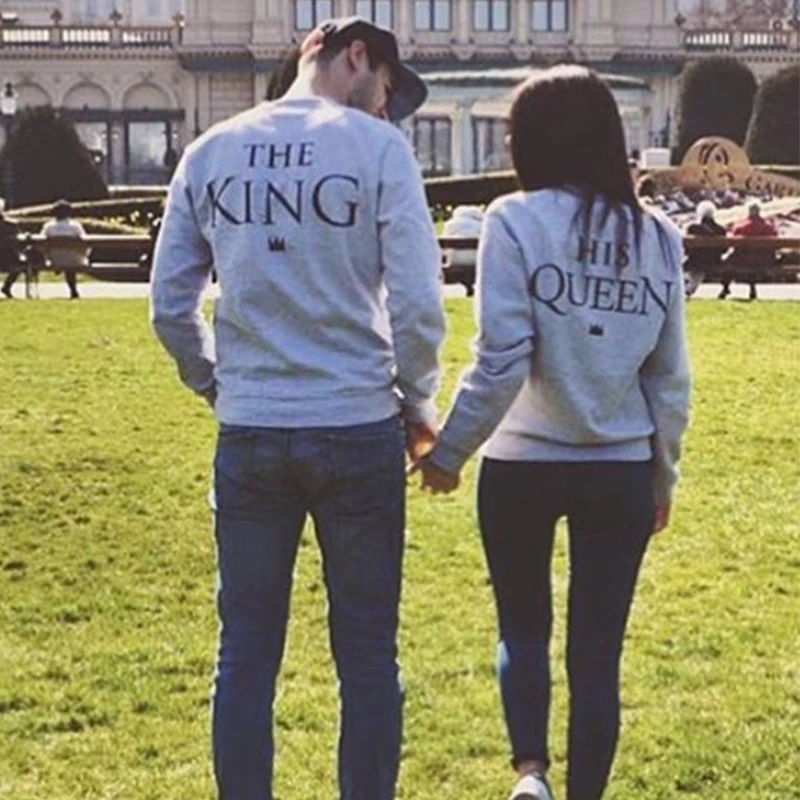 Король и Queen принтом толстовки с капюшоном надписью соответствующие пары King