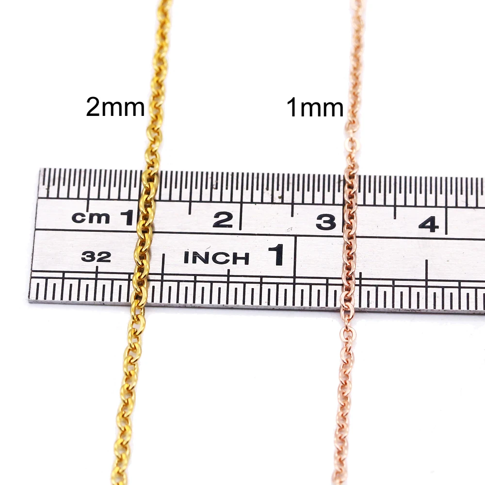 1 мм и 2 мм 10 шт./партия цепочки из нержавеющей стали серебро& золото& розовое золото цвет 45-60 см ожерелья для женщин/мужчин кулон