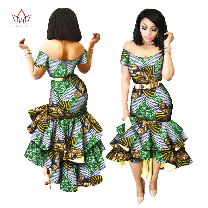 Новинка года в африканском стиле Воск принт Платья для женщин для Для женщин Базен Riche праздничное Хлопковое платье Дашики пикантные африканская мода Костюмы WY2205