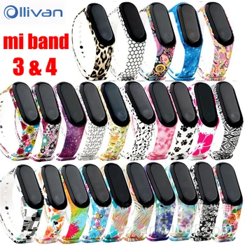 

Mi band 3 4 strap camouflage silicone Universal wrist strap For Xiaomi Mi Band 4 3 Band4 Band3 Bracelet Cartoon Printing TPU