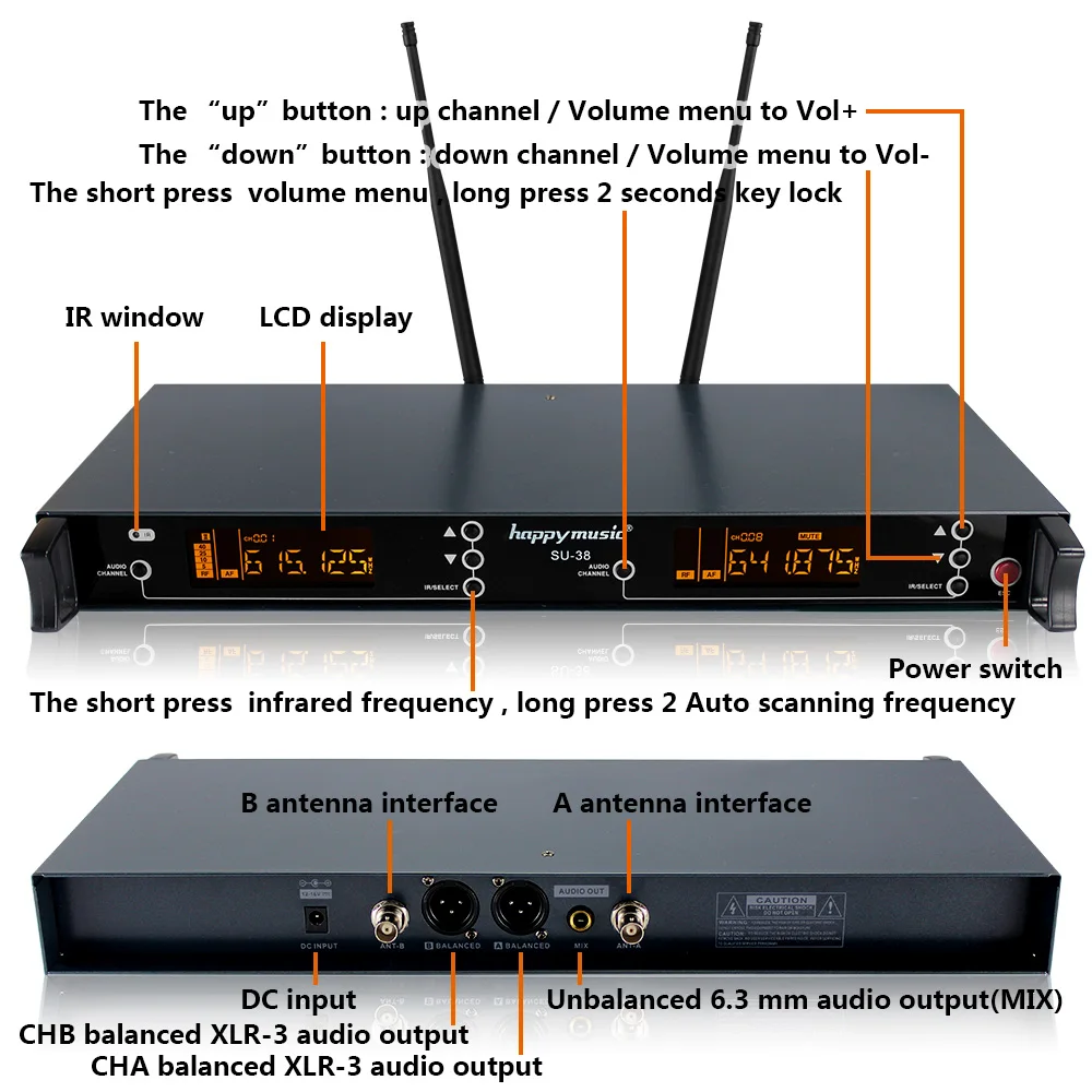 200 قناة المزدوج UHF ميكروفون لاسلكي مهني نظام كاريوكي ، الزفاف ، مؤتمر ، مساء حزب ، اجتماع ، المرحلة