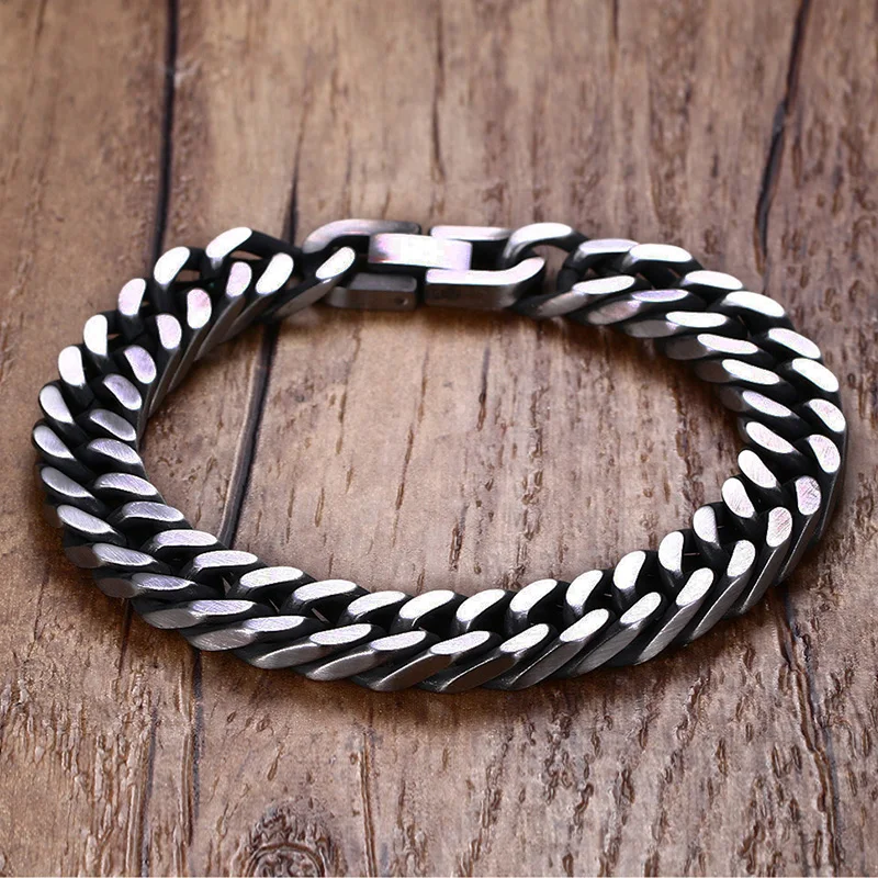 

Mens Miami Thick Cuban Link Chain Bracelet for Men 8-10.5mm Stainless Steel Male Solid Heavy Hip Hop Curb Bileklik Jewelry 8.5"