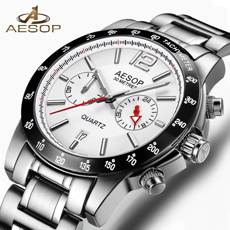 Мужские наручные часы AESOP модные из нержавеющей стали с сапфировым кристаллом |