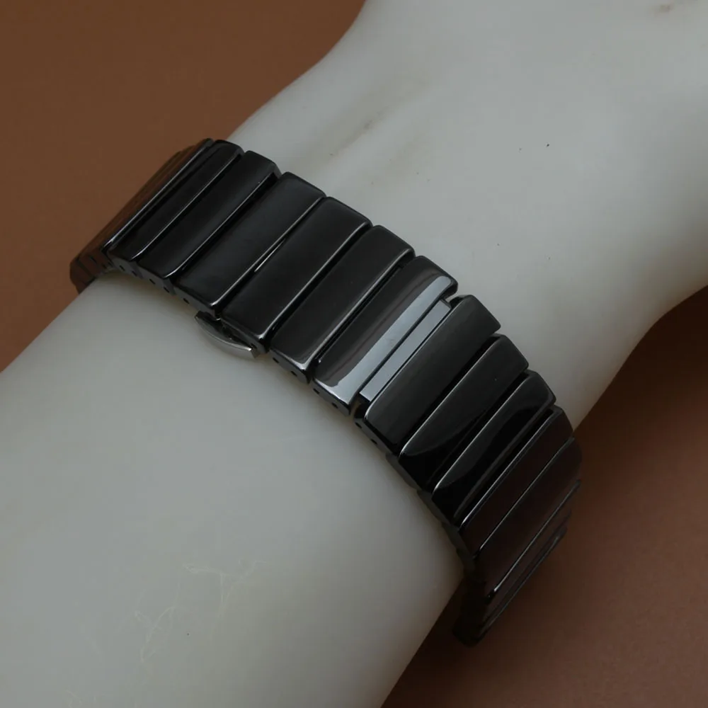 Нержавеющая сталь пряжка застежка часы ремешок 20 мм 22 мм Для женщин Для мужчин Керамика полированный браслет Ремешки для наручных часов
