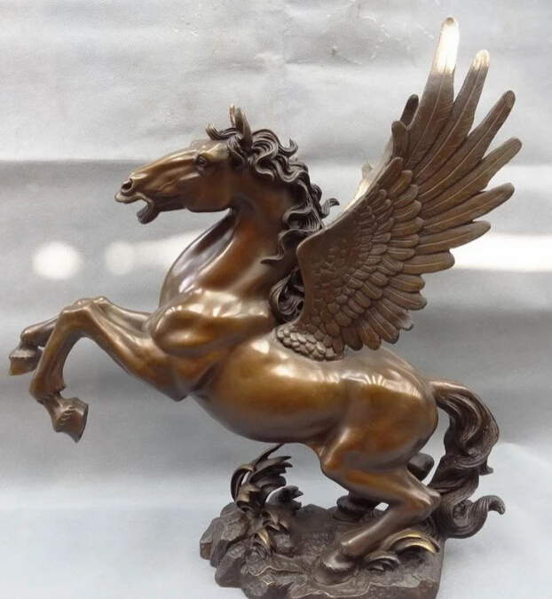

xd 002059 22" Folk Chinese Pure Bronze Year Zodiac Legend FengShui Fly Uo Horse Statue