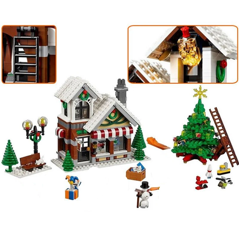 

Street View Princess Christmas Cabin 39015 Blocks Creative Cottage Blocks playmobil oyuncak Toys For Children architecture toys