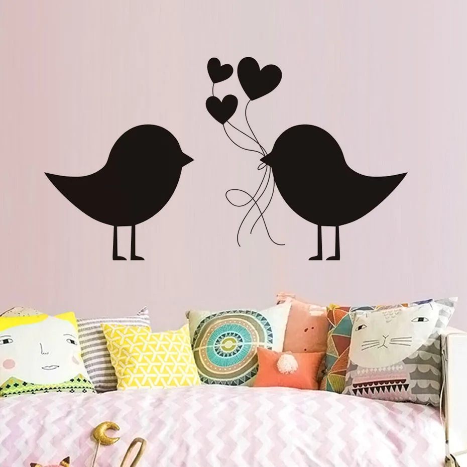 

Loving Birds Carrying Hearts Wall Sticker Mural Art Sweet Couple Bird Decorative Lovely Pattern Vinyl Bedroom Room Home Decor