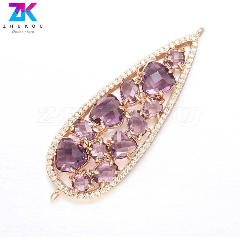 

ZHUKOU 19x55mm Bracelet Necklace Connector Accessories for Jewelry Crystal with Connectors for handmade jewelry making VS302