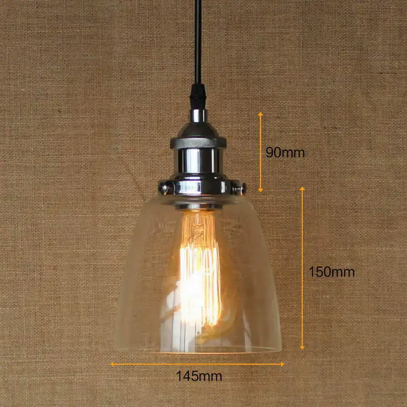LOFT Industrial clear glass shade Pendant Lamp with Edison /LED Light