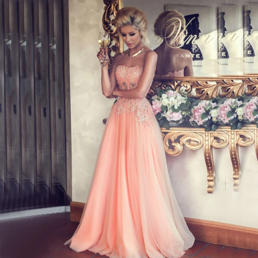 

Vnaix PV465 2015 New Arrival Sweetheart Neck See Through Top Part A Line Long Tulle Elegant Lace Prom Dress Long Party Gowns