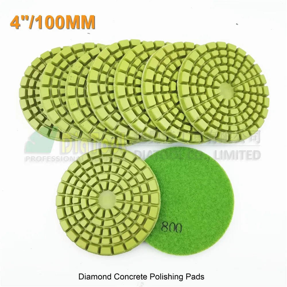 

8pcs 4" Resin bond diamond concrete floor polishing pads Grit #800 with extra thickness Dia 100mm concrete repairing renew discs