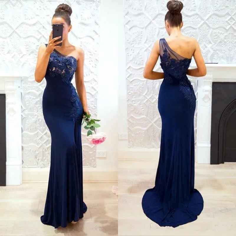 

Navy Blue Prom Gowns Sheath Formal Dresses 2019 abiye Long Prom Gown robe de soiree Chiffon Party Dress Vestido Formatura