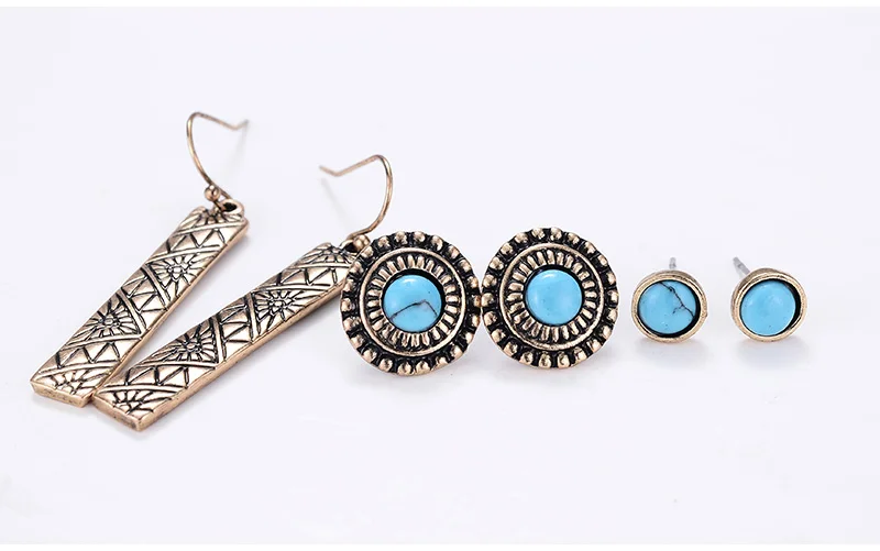 3 пары/Лот bijoux модные тибетские бриллиантовые серьги белого и синего цвета