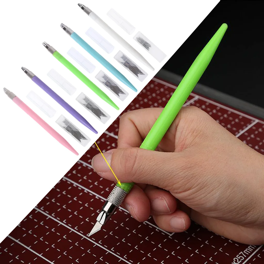 Резьба Ножи Pen Инструменты Нескользящая ручка с 12 шт. Сталь лезвия Craft Скульптура