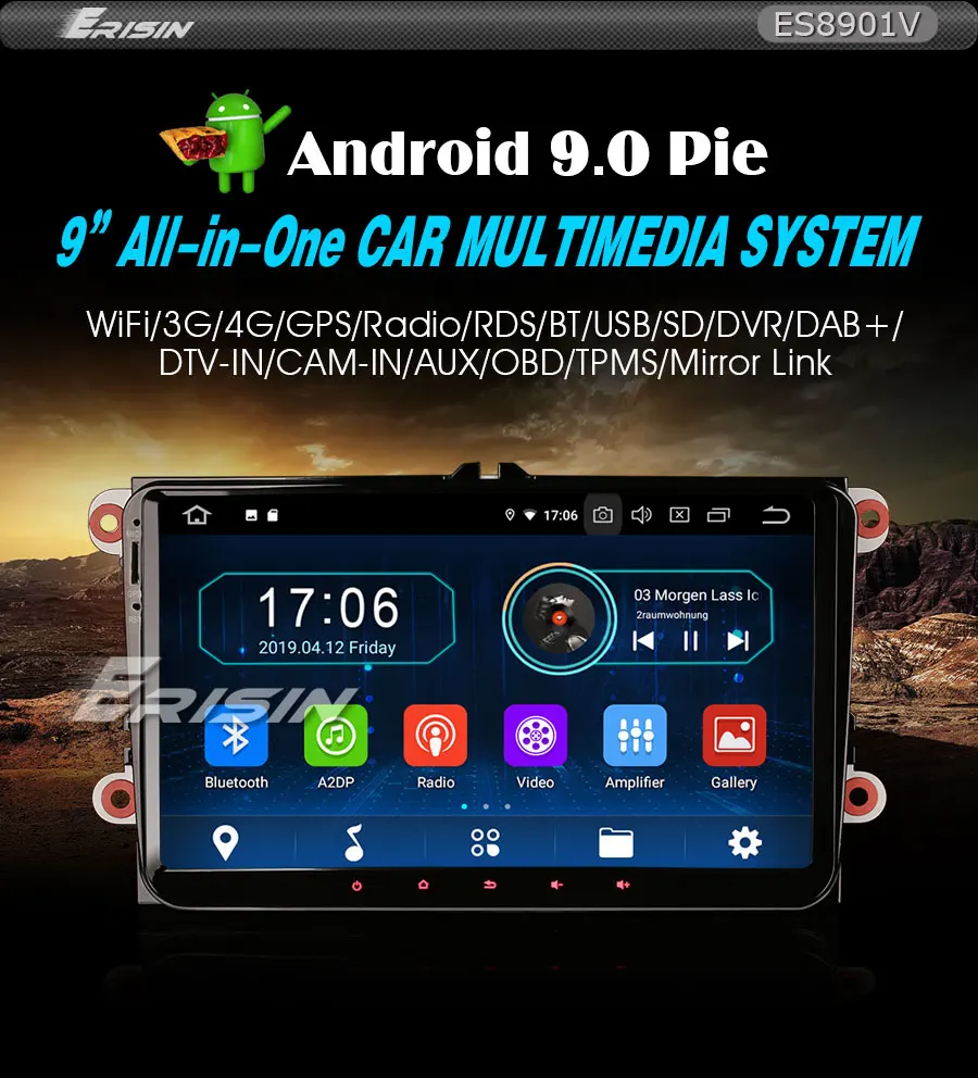 Excellent 9" Android 9.0 Pie OS Car Multimedia GPS Radio for Volkswagen Golf 2003-2013 & Golf Plus 2003-2013 & Polo MK5/6R 2009-2014 1