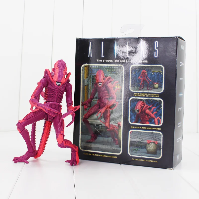 

22cm NECA Xenomorph Warrior Alien VS Predator Action Figure Toy Red Alien With Chestburster Facehugger Collectible Model Doll