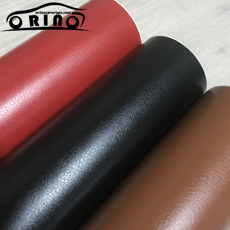 

50cmx150/200/300cm black red brown leather pattern PVC vinyl wrap film sticker for auto car body internal decoration ORINO