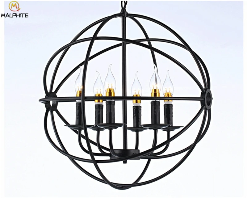Ретро Подвеска-Сфера огни винтажные глобусы висячие лампы Железный фонарь lampara colgante промышленные декоративные светильники