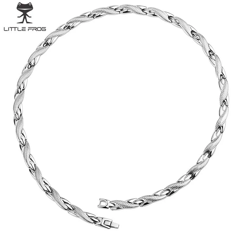 

LITTLE FROG Chain Necklaces silver color Stainless Steel Health Energy Germanium Bio Magnetic Necklace for Women Men Jewelry