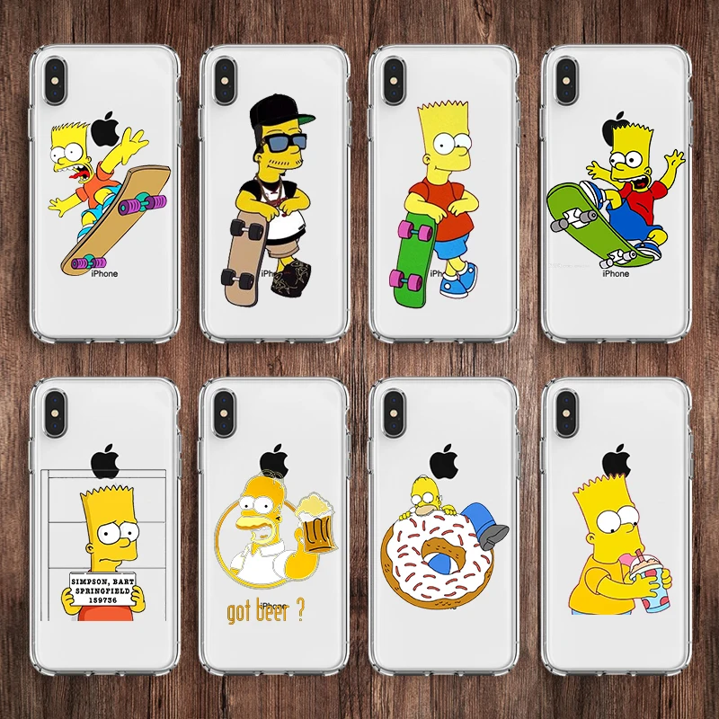 

The Transparent TPU case for iphone 11 PRO MAX 7 7S 6 6S 8 Plus XR XS XS MAX Les Simpson Funny Fundas Silicone High quality