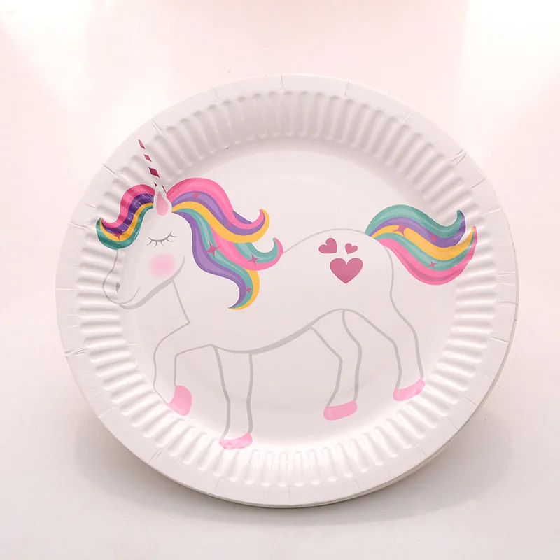 Omilut 10pcsUnicorn Plates Unicorn Disposable Cup/Tableware Happy Birthday Party Kid Baby Shower Decoration Suppli | Дом и сад