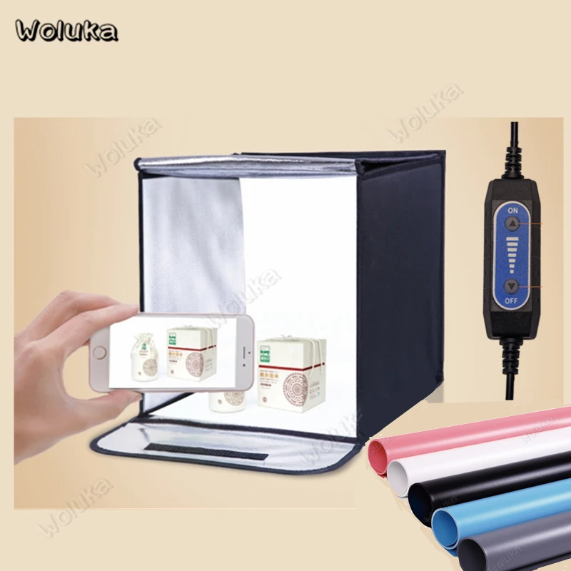 

40CM Photo Box with 2PCS 40*75CM PVC Board Lightbox for Photography Mini Studio Set Product Photography Foto Box Kit CD50 T10