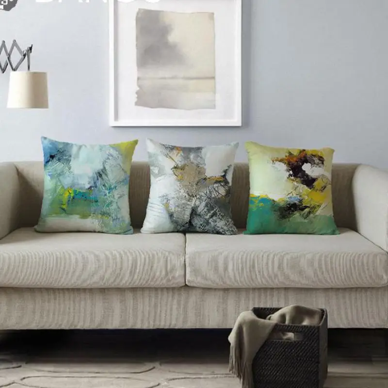 

Home Decoration Nordic Style Creative Pillow Modern Abstract Art Oil Painting Soft Plush Fabric Cushion For Personalized Gifts