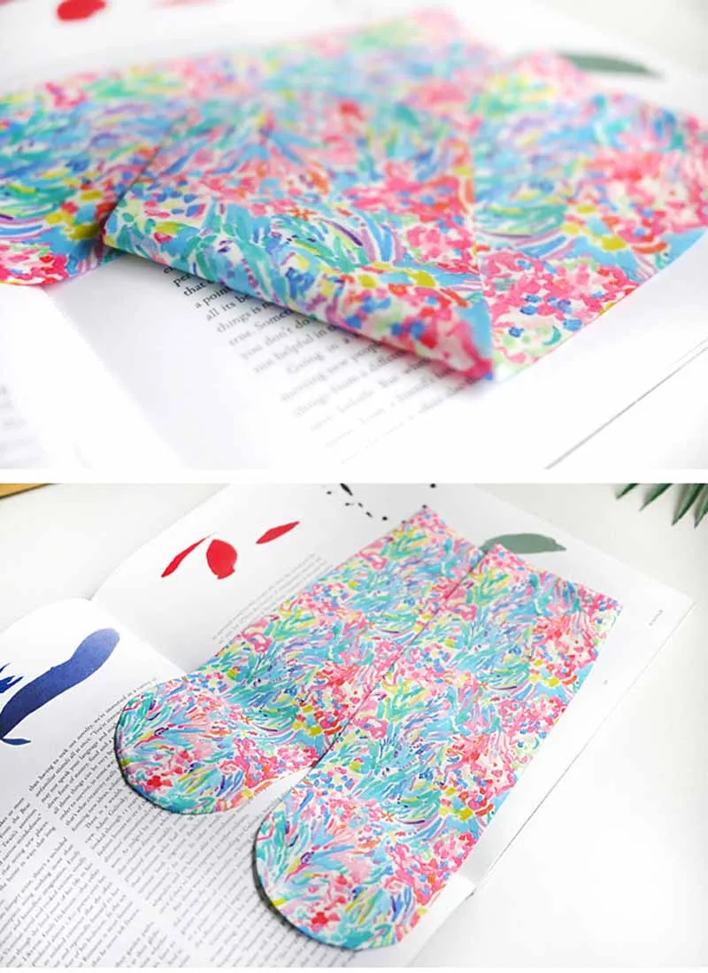 [WPLOIKJD] Креативные цветные художественные носки с цветочным принтом, Harajuku, японские, кавайные, женские короткие носки, Skarpetki Calcetines Mujer Meias
