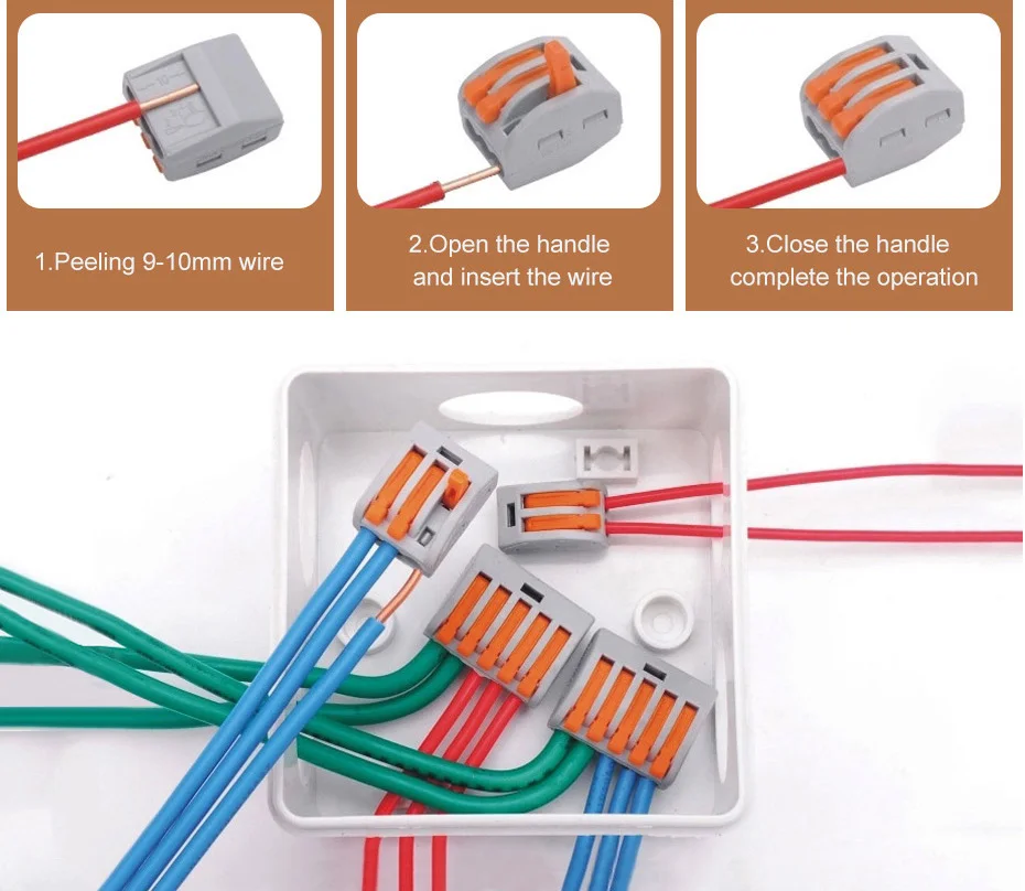 15 шт. PCT-213 214 215 Универсальный компактный провод разъем многоразовый пружинный рычаг клеммный блок Электрический обжимной клеммы