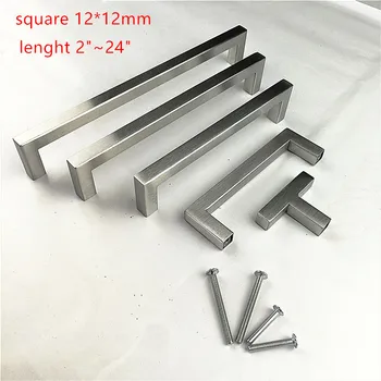 1212mm Square Bar Stainless Steel brushed black mirror door handle Kitchen Door Cabinet Handle Pull Knob 224