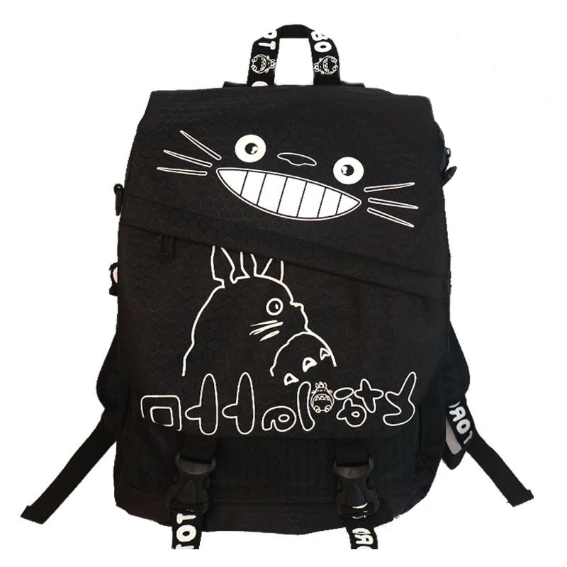 Teenager Totoro Backpack Canvas Hayao Miyazaki Boys Anime School Bags Girl Cartoon A4 Book Bag Children Schoolbag Mochila BP0174 (1)
