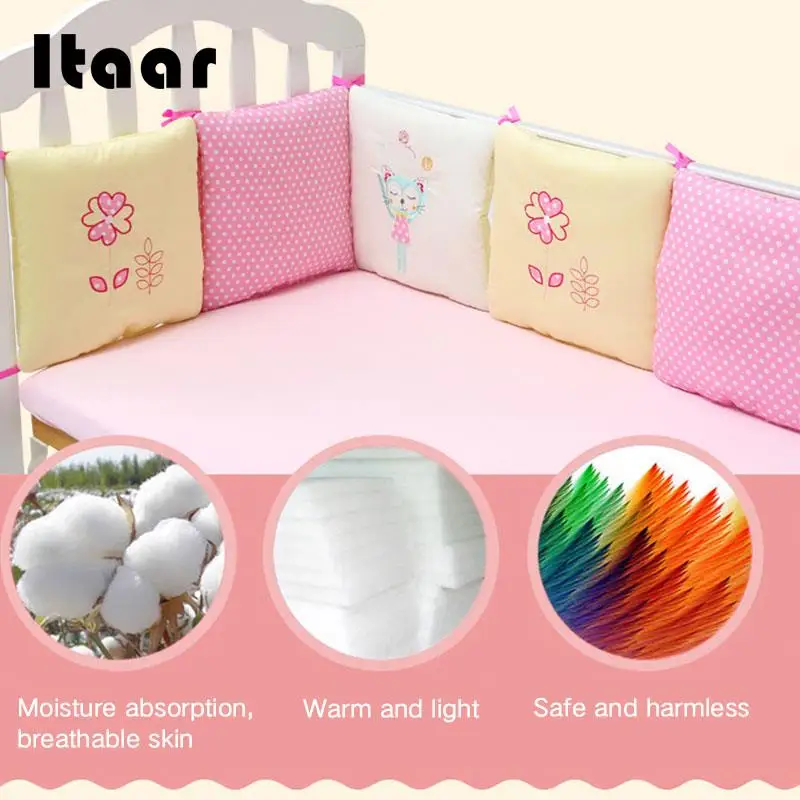 6Pcs/Set Baby Crib Cot Bumper Cushion Infants Bedding Safety Breathable