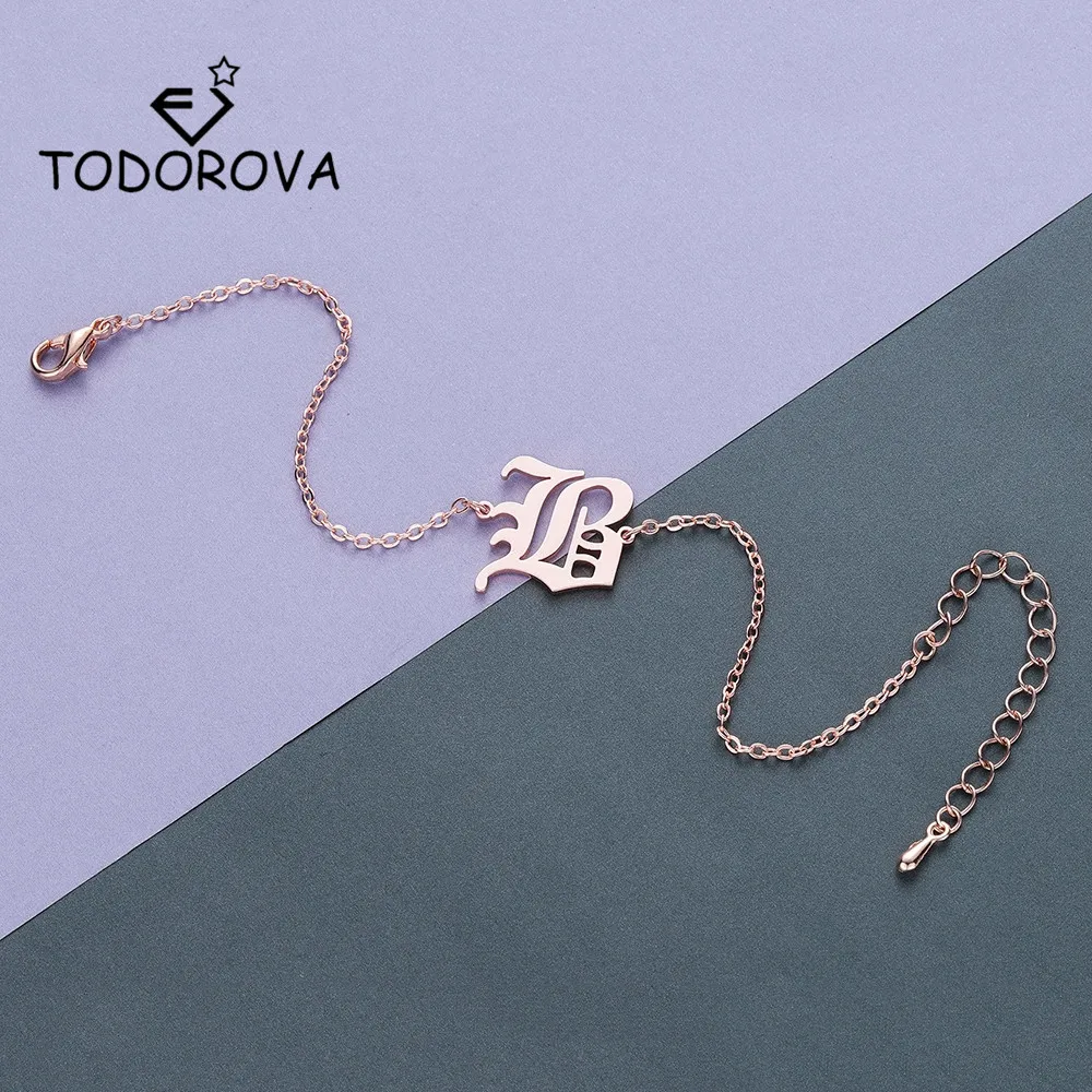 

Todorova Dainty Initial Letter Bracelet Gold Stainless Steel Name Charm Bracelets Women Personalized Jewelry Bridesmaid Gift