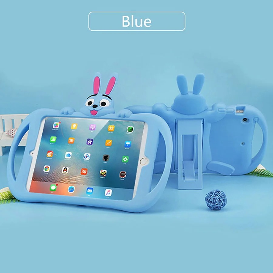 Children Shockproof Case For iPad 9.7 2018 2017 Air 2 Air Kids Cartoon Rabbit Safe Silicone Stand Cover Tablet Case for iPad 5 6 (9)