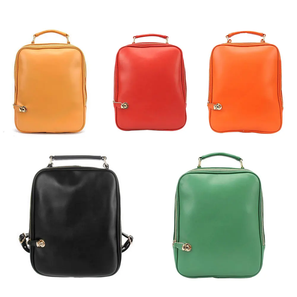Fashion Candy Color Woman s Shoulder Bag PU Leather School Bag Sweet Backpack E2shopping LXX9