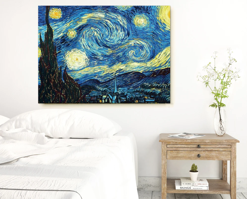 Звездная ночь Винсента Ван Гога жикле Изобразительное искусство печать на холсте картина без рамы(евро 50x80 см