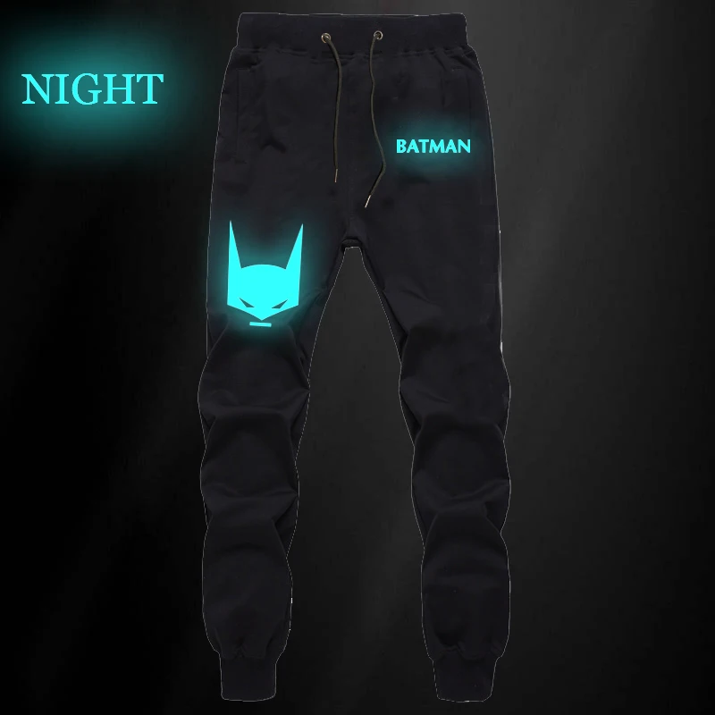 Супергерой Бэтмен Брюс светящиеся спортивные дышащие брюки студенческие хлопковые прямые брюки для бега фитнес длинные брюки повседневные брюки