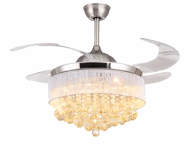 Ceiling Fans Promoting Natural Ventilation Invisible With Ceiling Fans Promoting Natural Ventilation Invisible With Luxury Crystal Dimmable Chandelier Controlled By The Remote